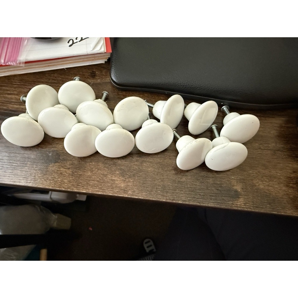 14 Vintage White Ceramic Drawer Pulls Knobs Cottage Core Cabinet Hardware Set